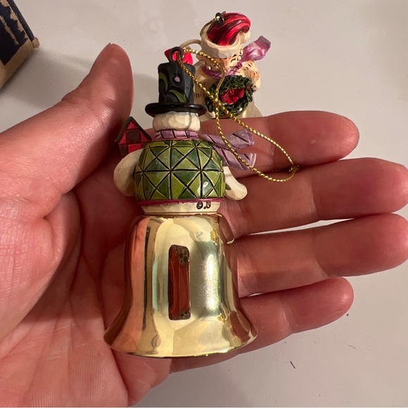 A Lot Of 2 2009/2010Jim Shore Snowman Christmas Hanging Gold Bell Ornament RARE - Picture 8 of 15